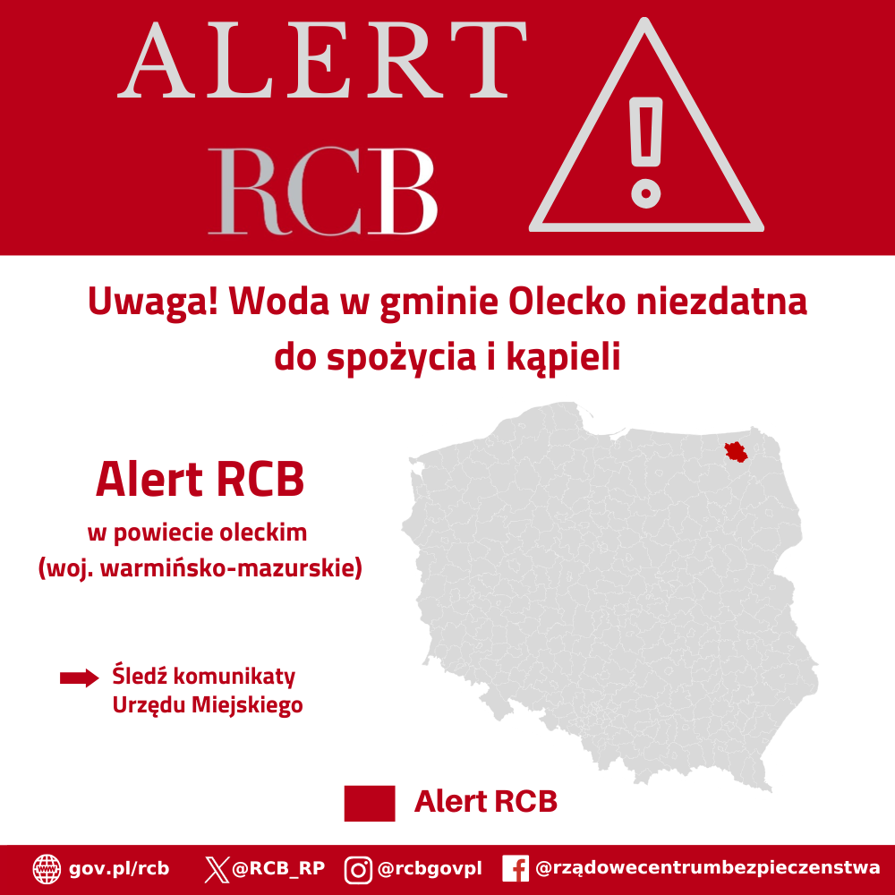 Alert RCB - woda niezdatna do spożycia z 17 marca 2026