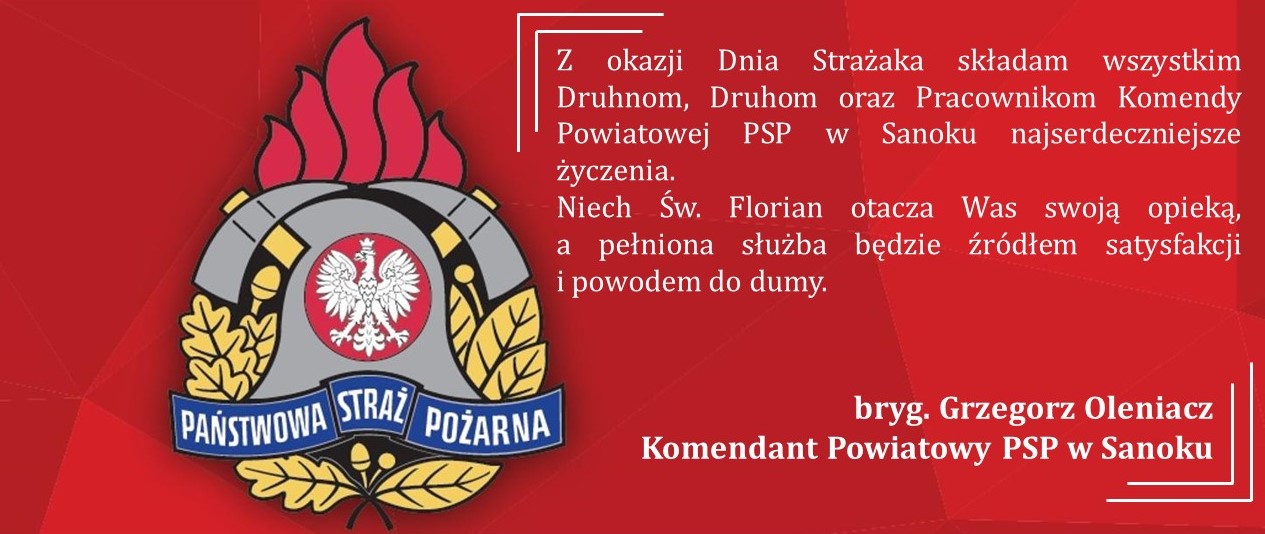 Życzenia Komendanta Powiatowego PSP w Sanoku
