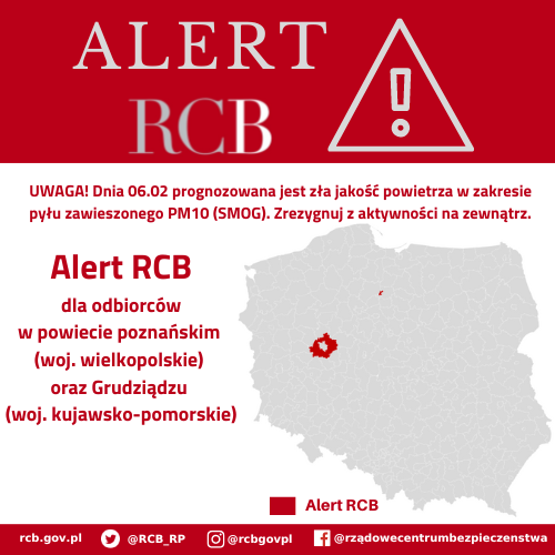 Alert RCB 6 lutego – smog.