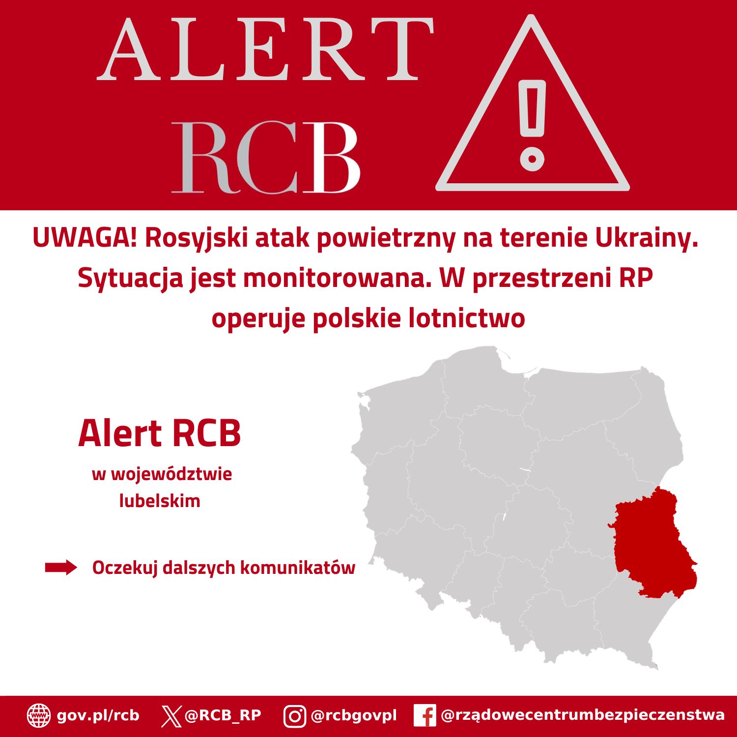 Alert RCB - zmasowany atak na terytorium Ukrainy