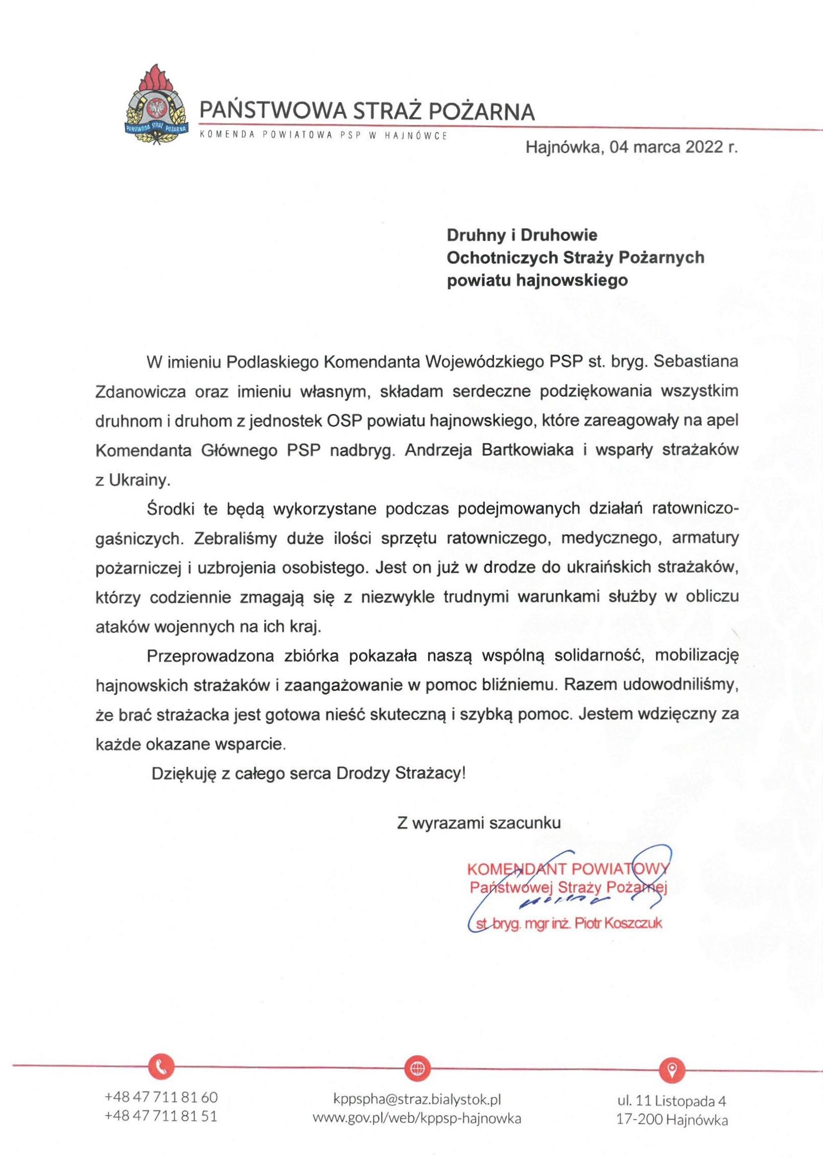 Podziękowania druhnom i druhom