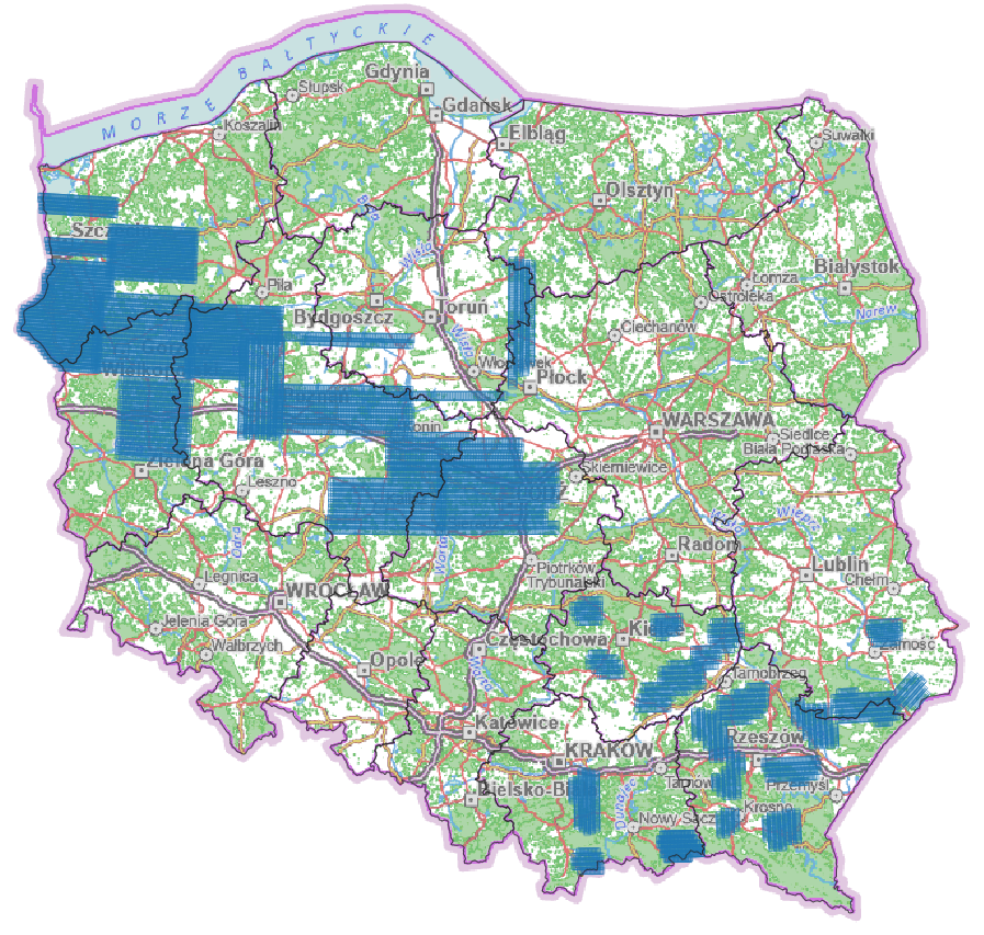 Ilustracja przedstawia zrzut ekranu z zasięgiem nowo przyjętych danych