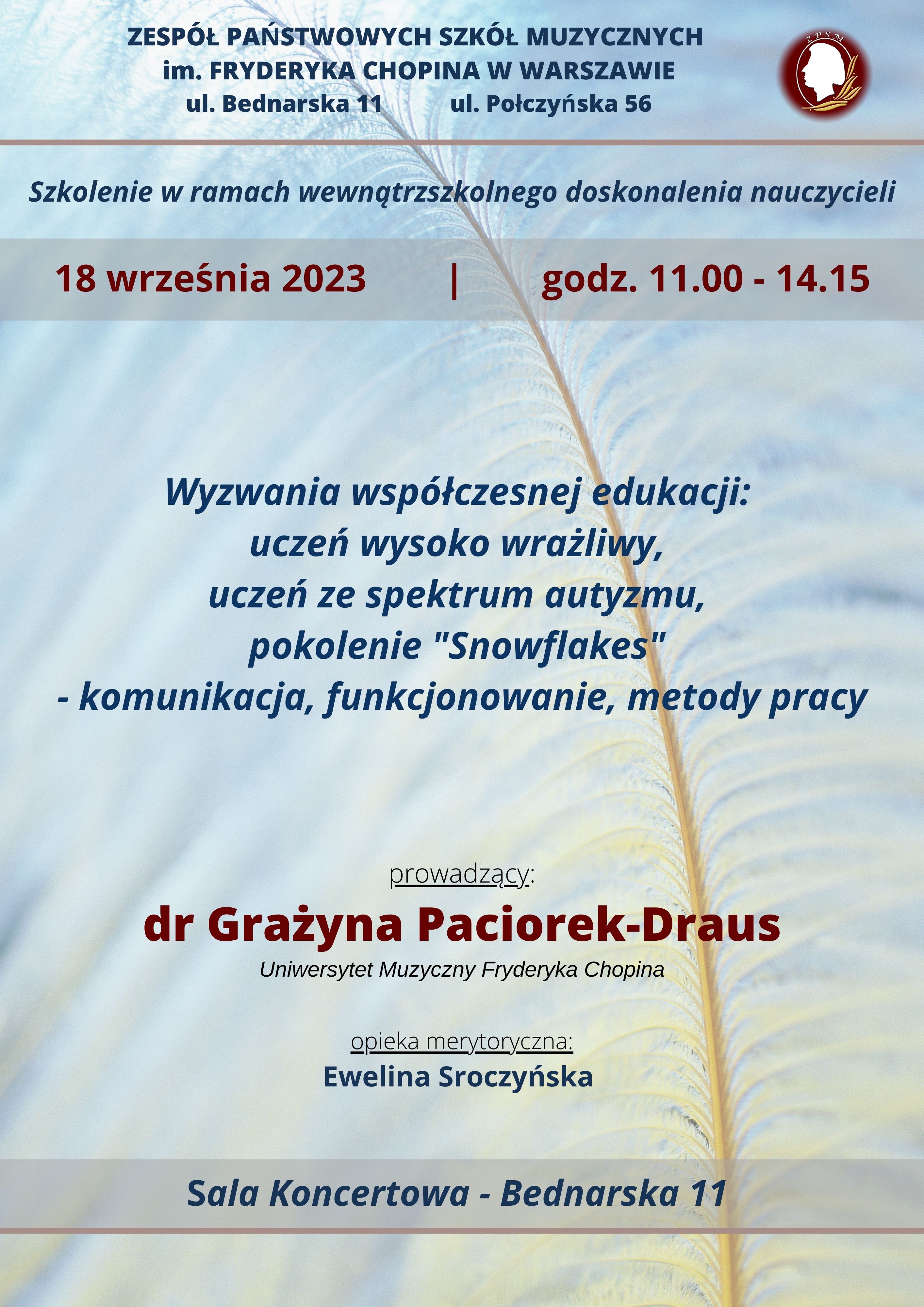 Afisz szkolenia - 'Wyzwania współczesnej edukacji'