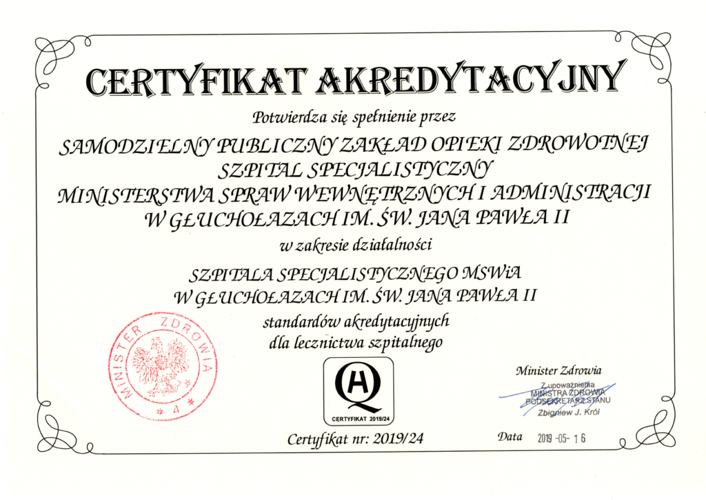 Certyfikat akredytacyjny 2019