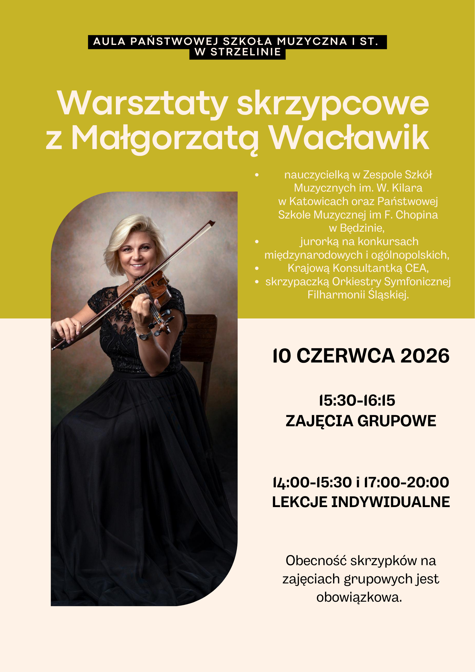 Warsztaty skrzypcowe z Małgorzatą Wacławik - 10.06.2026