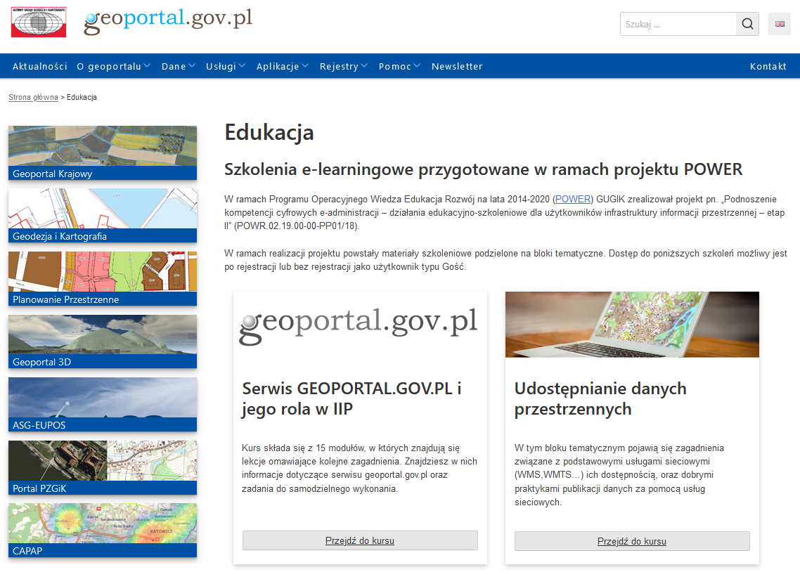 Ilustracja przedstawia widok zawartości podstrony Edukacja