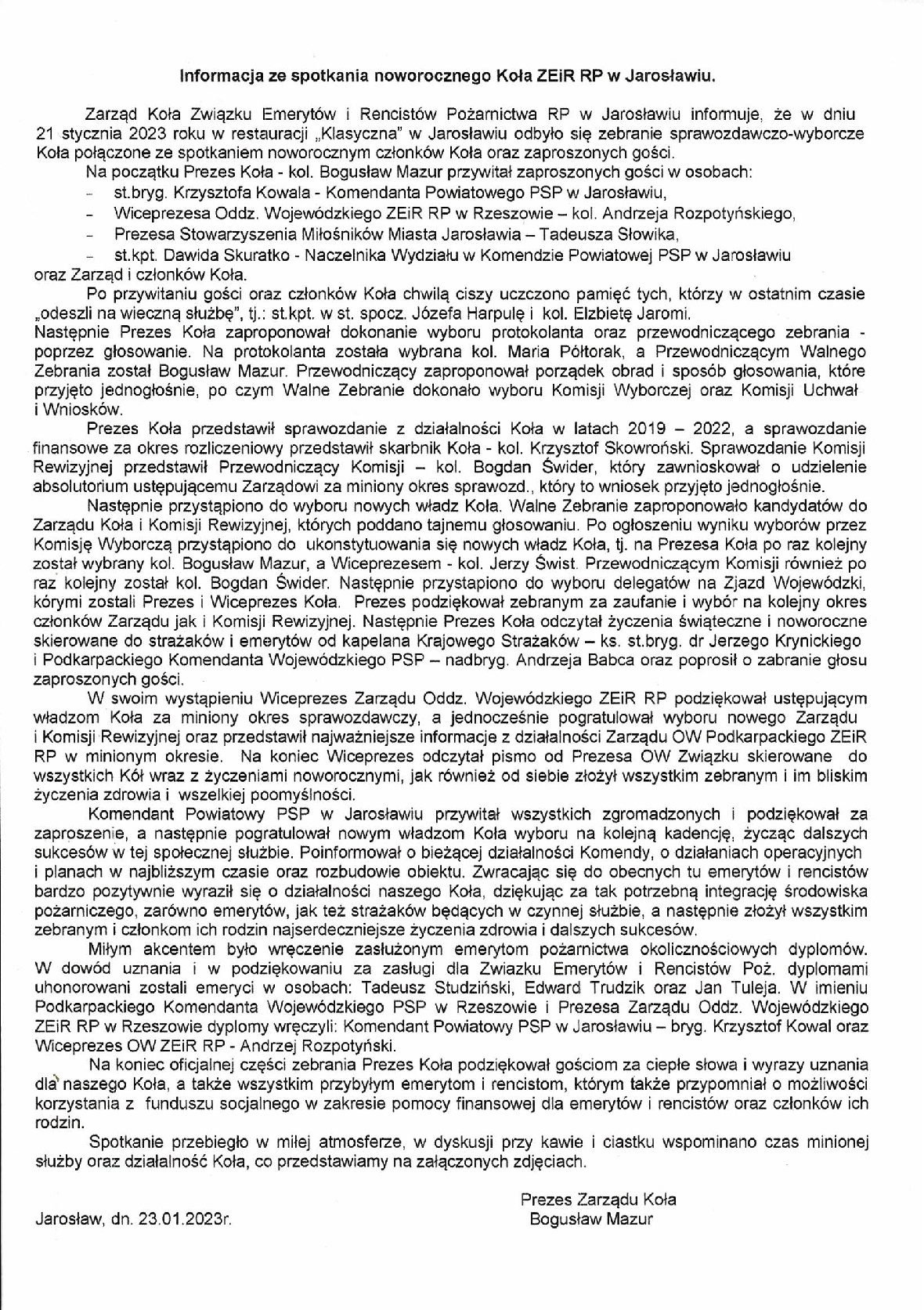 Informacja ze spotkania