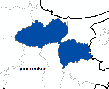 Ilustracja przedstawia obszary powiatów objętych aktualizacją zbiorów danych BDOT10k.