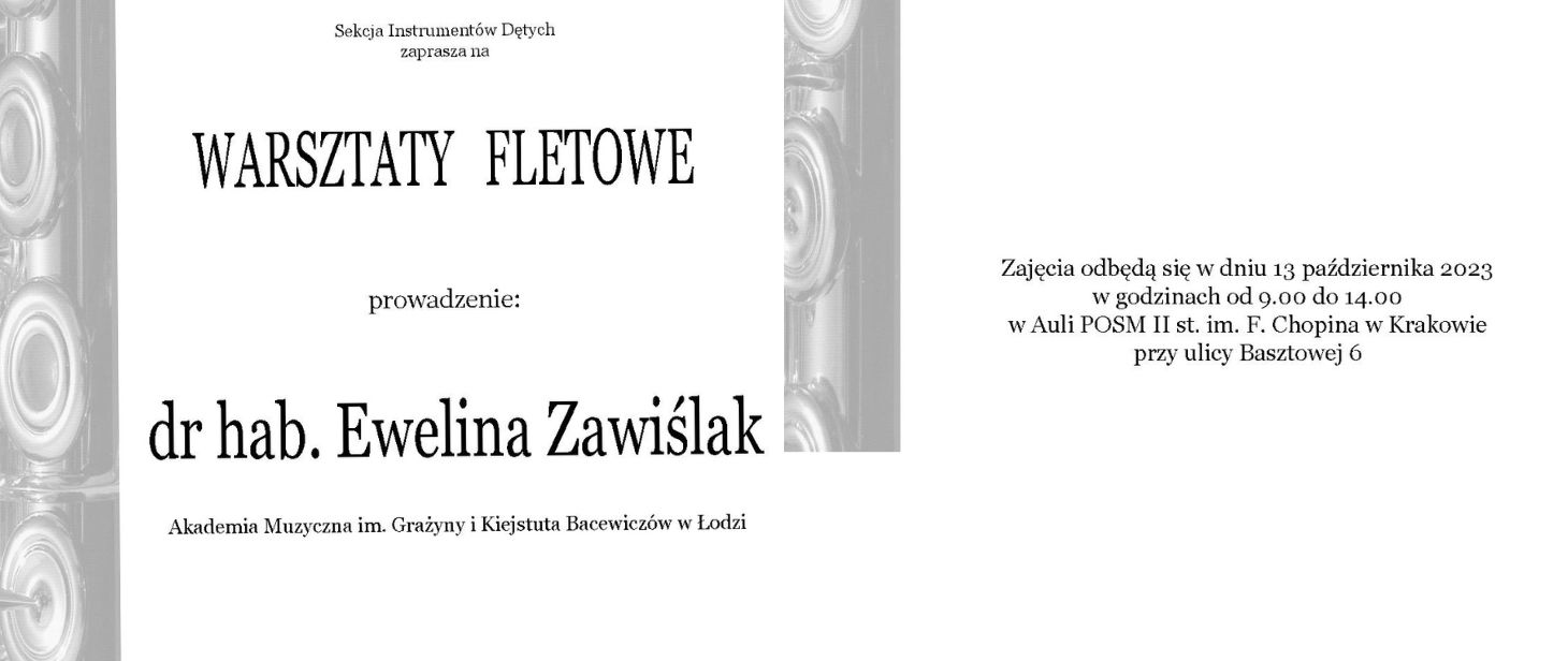 Warsztaty fletowe - dr hab. Ewelina Zawiślak - 13. 10. 2023 r.