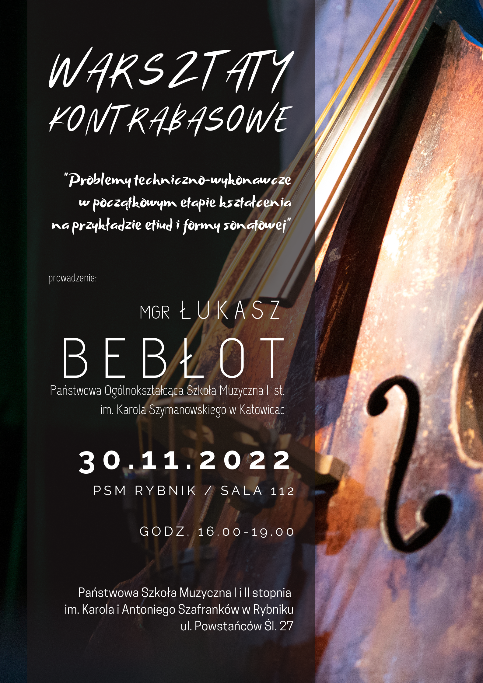 Plakat warsztaty kontrabasowe 30.11.2022