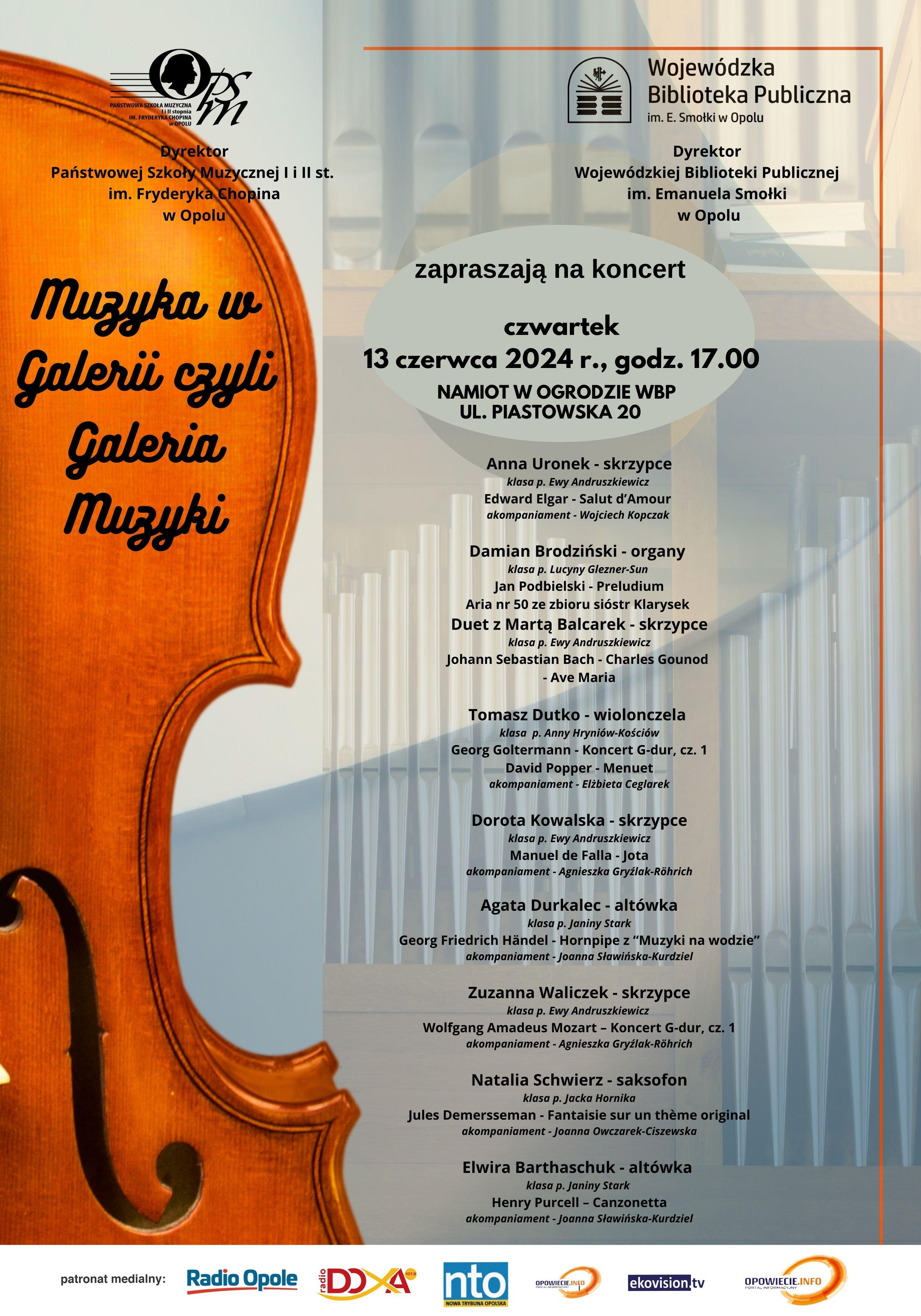 PLAKAT Muzyka w Galerii 13.06.2024