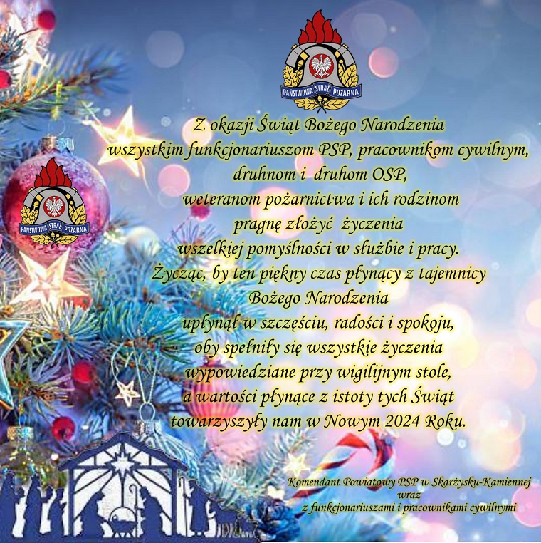 Życzenia z okazji nadchodzących świąt Bożego Narodzenia