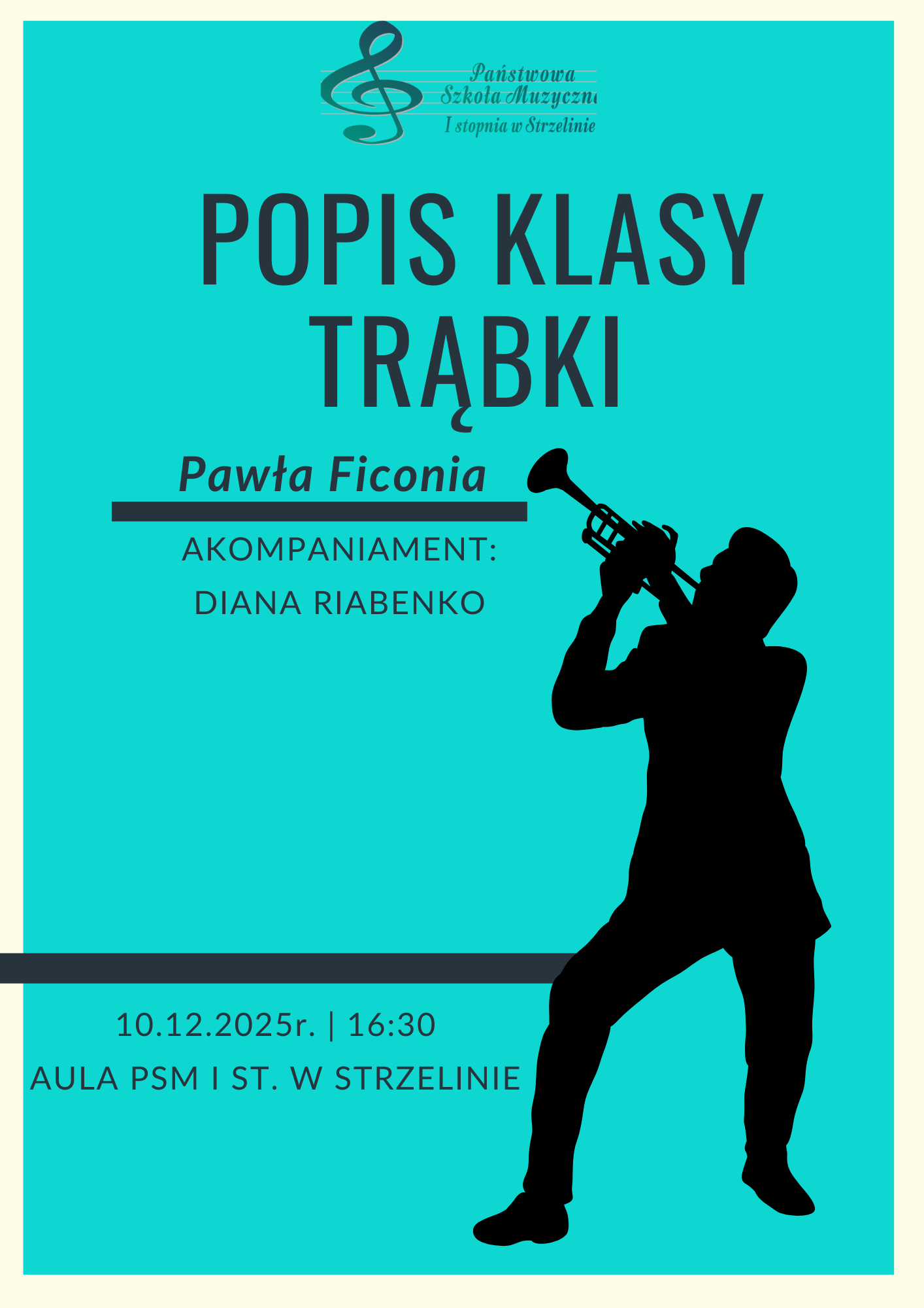 Popis klasy trąbki mgra Pawła Ficonia - 10.12.2025 r