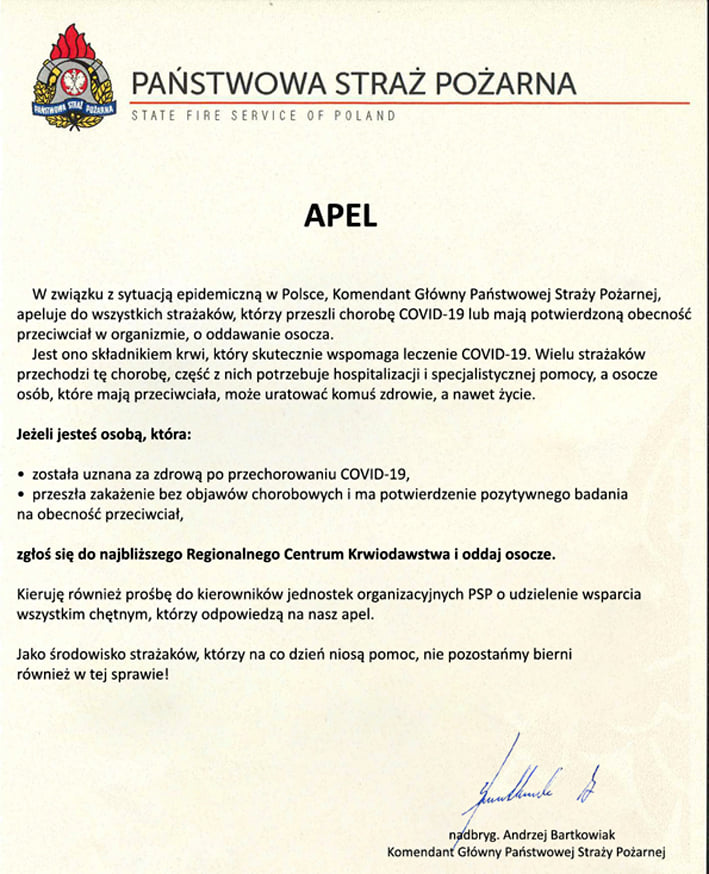 Apel Komendanta Głównego PSP