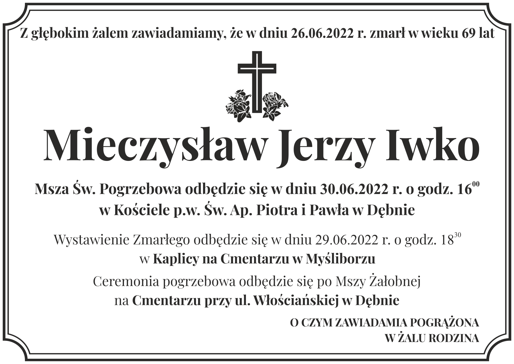 Informacja o pogrzebie