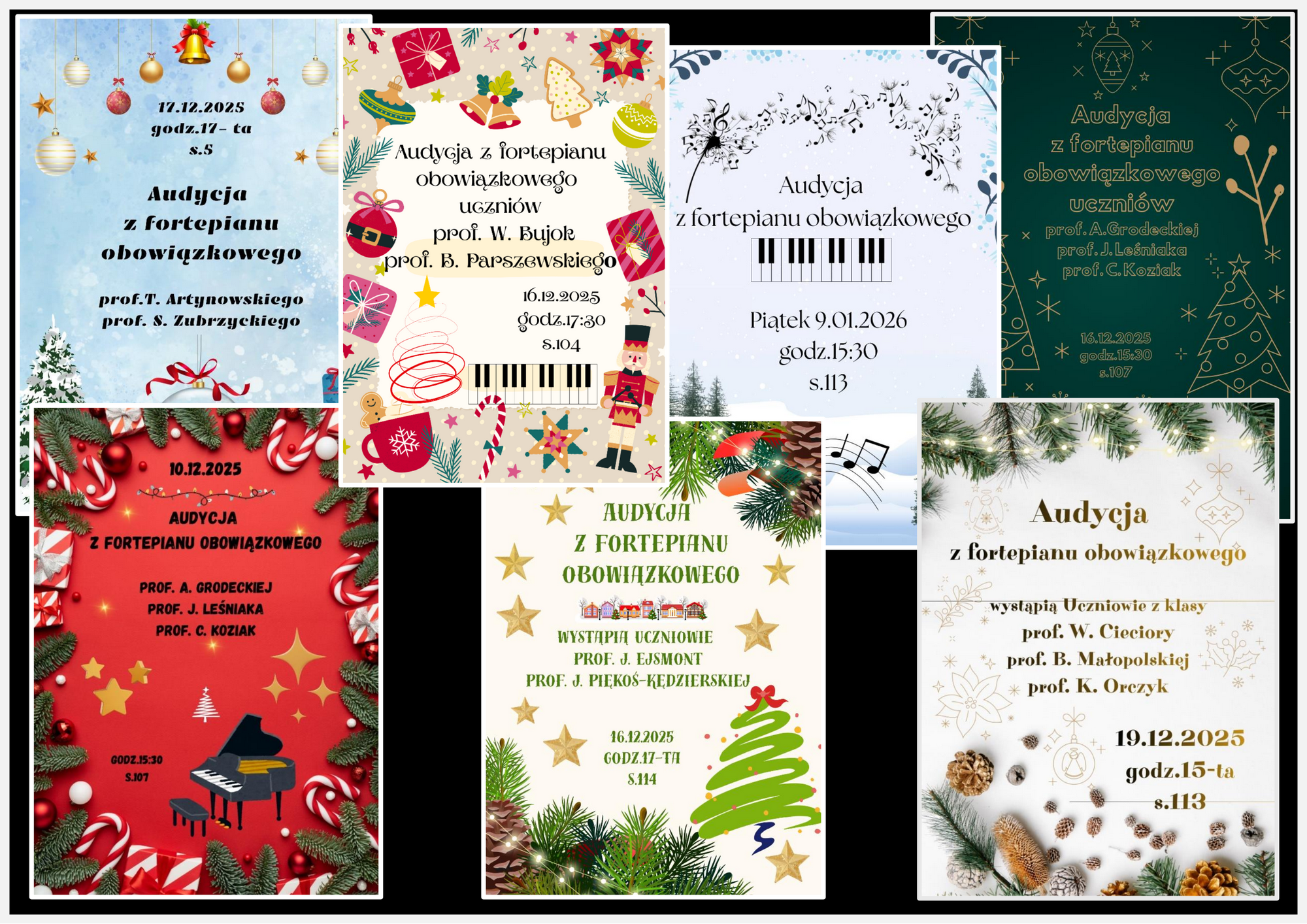 plakaty audycji klas fortepianu obowiązkowego