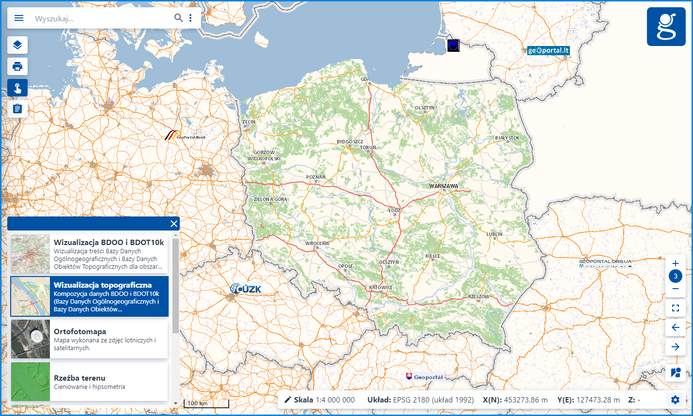 Rysunek przedstawia kompozycję mapową Zagospodarowanie przestrzenne