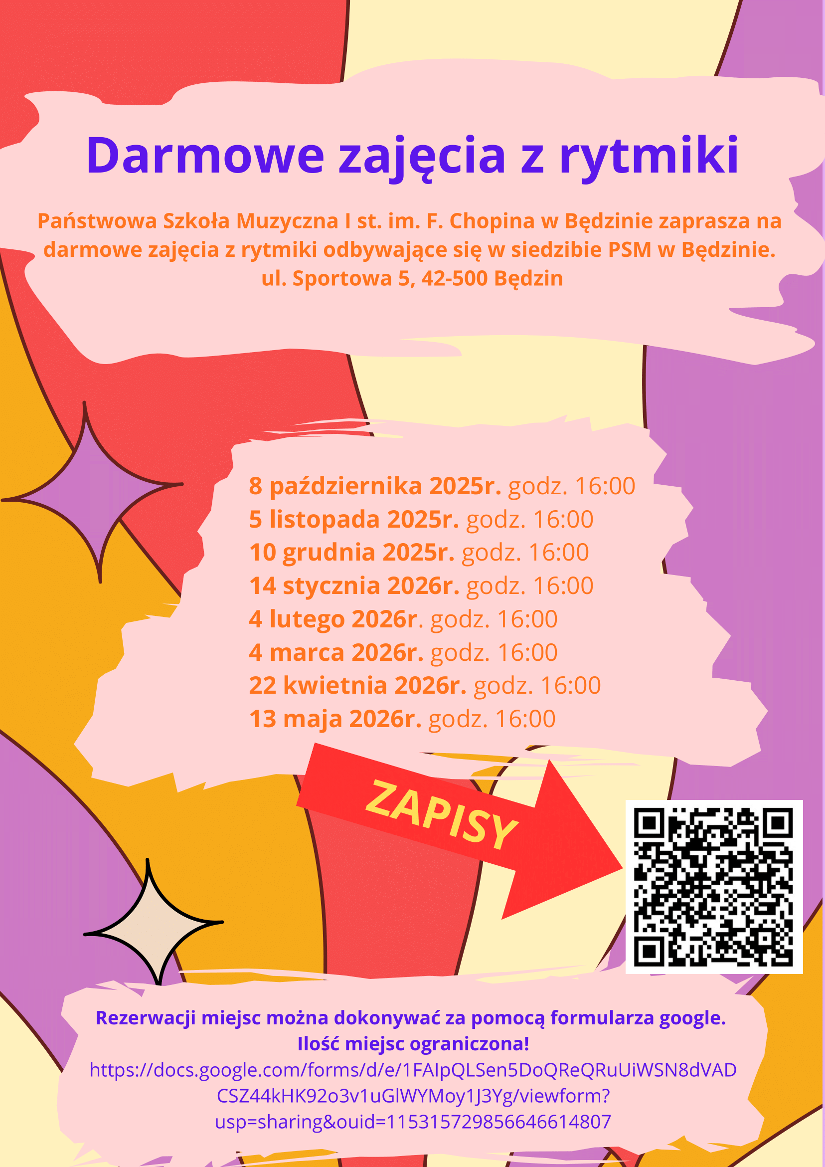 na środku daty wydarzeń, sposób zapisu, na kolorowym tle