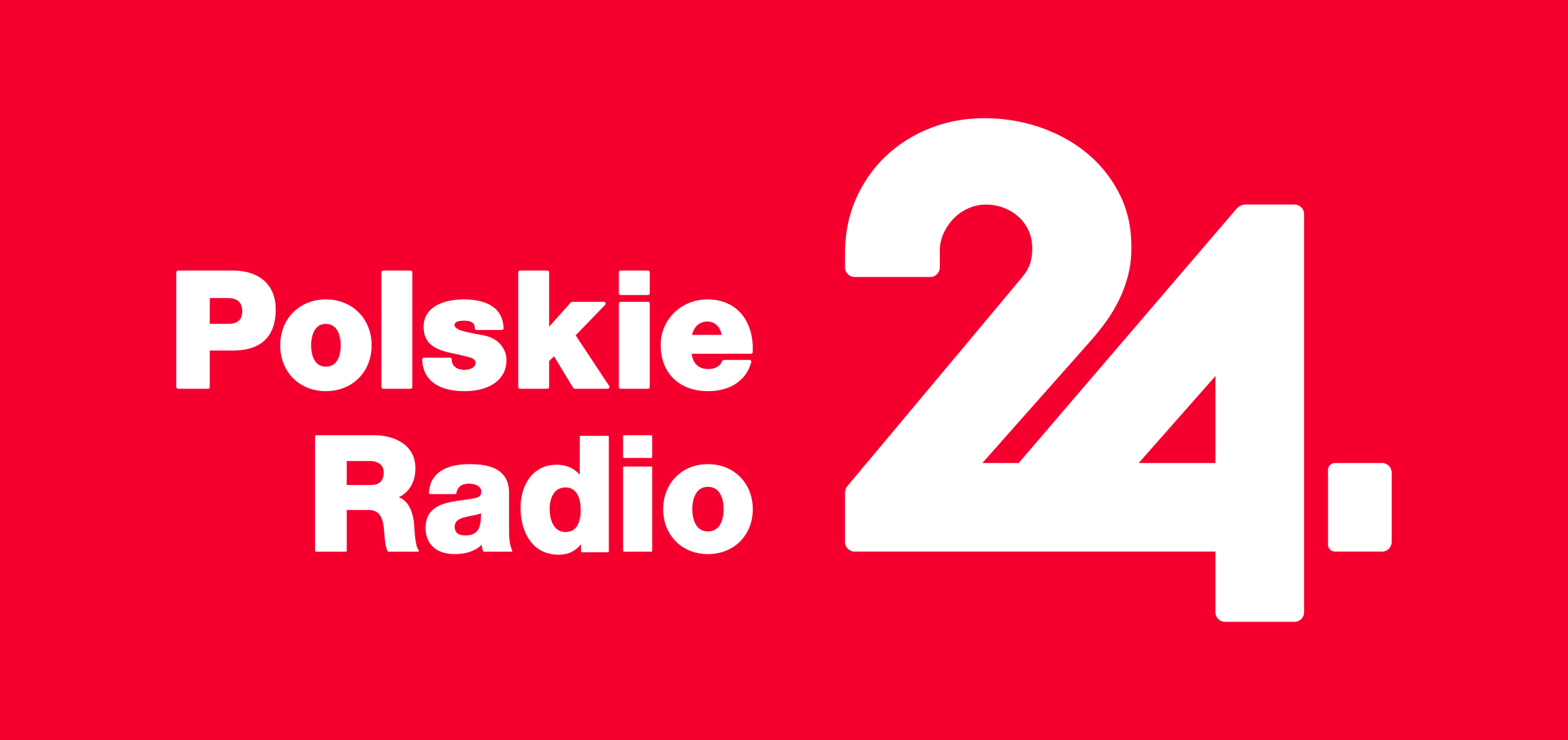 Na czerwonym tle biały napis Polskie Radio 24.