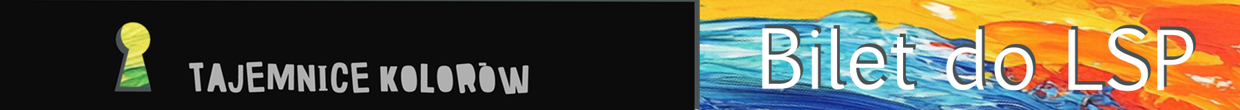 Po lewej stronie ściana z dziurka od klucza, przez którą widać mieszające się kolory, po prawej stronie od dziurki od klucza napis 