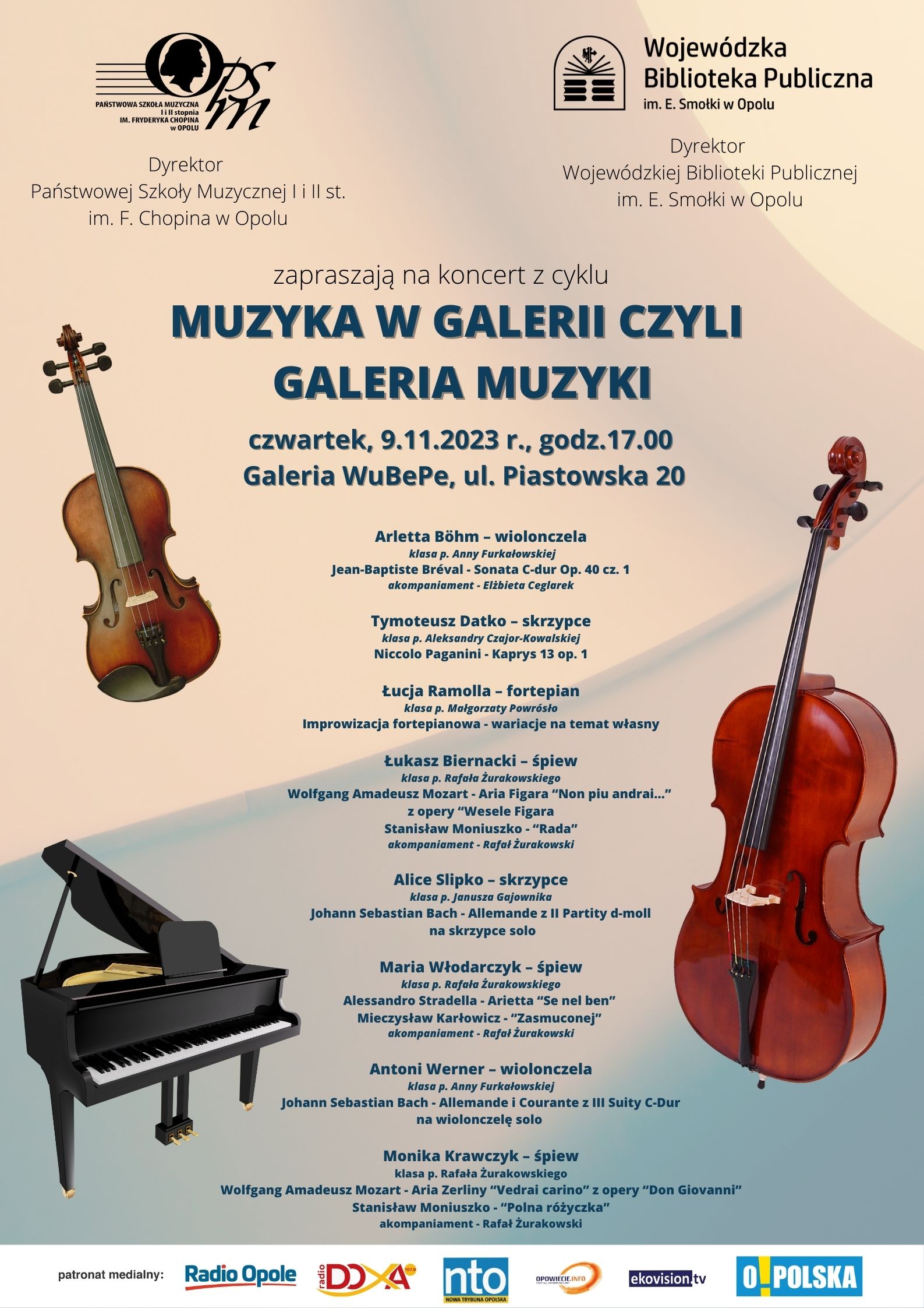 PLAKAT Muzyka w Galerii 09.11.2023 r.
