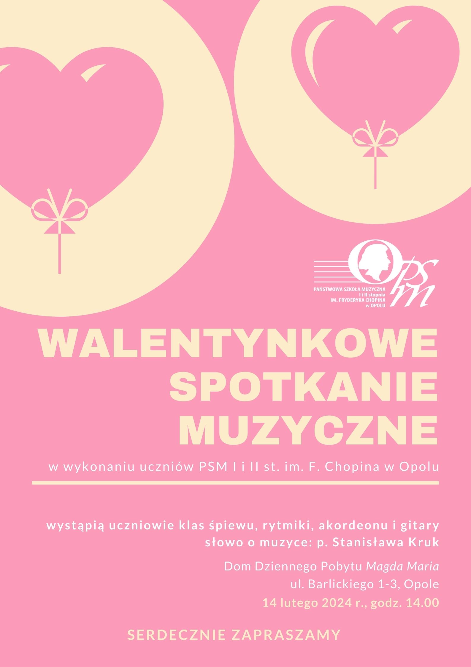Plakat Walentynkowego spotkania muzycznego