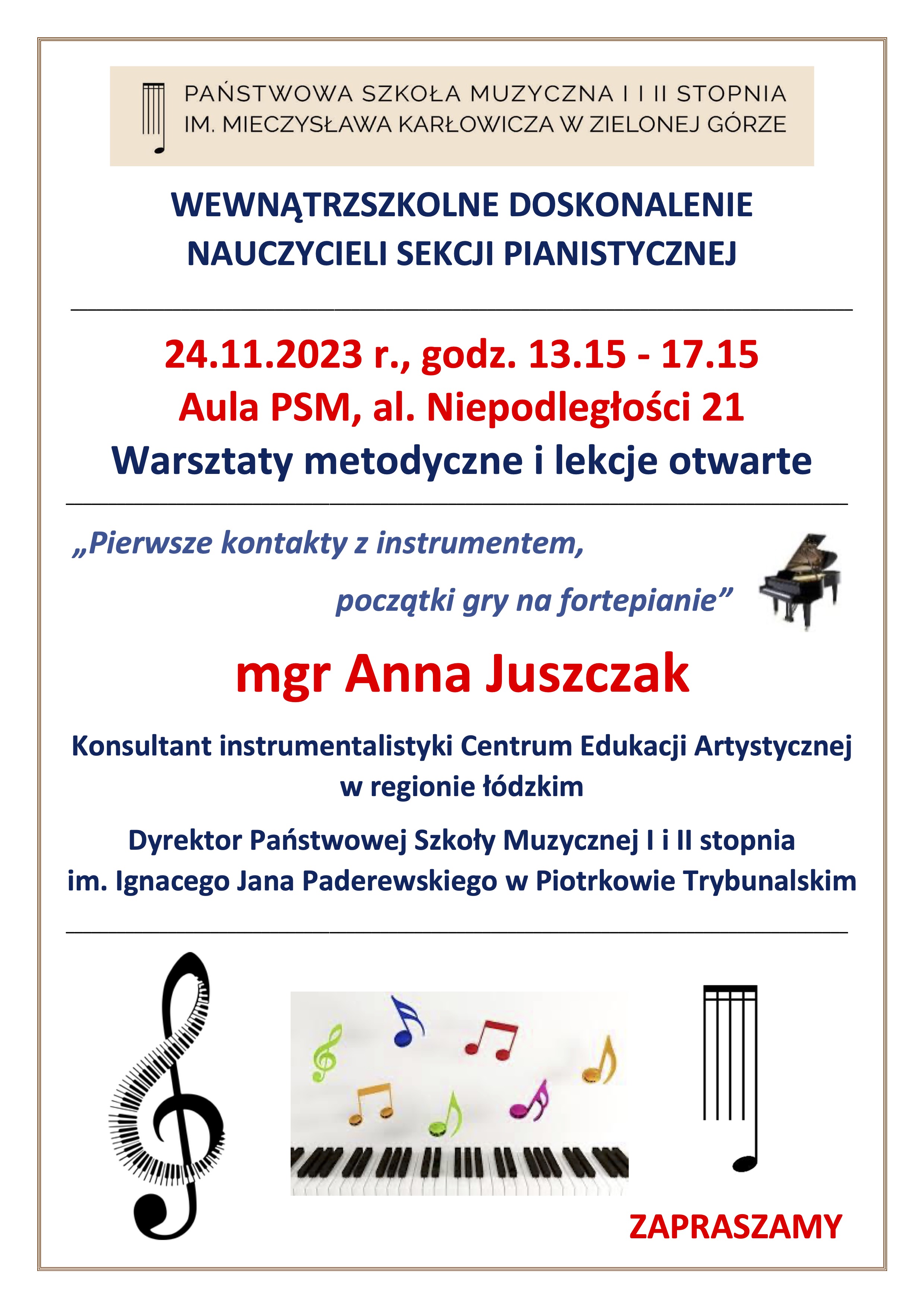 Warsztaty i lekcje otwarte w Sekcjai Pianistycznej