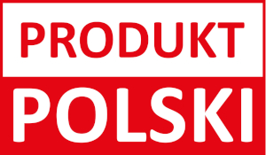 Znak "Produkt polski" (słowo "produkt" i "polski" na tle flagi Polski)