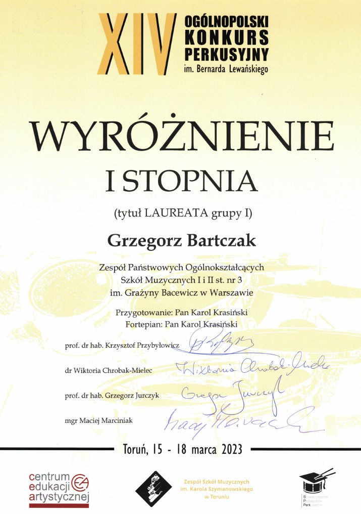 Grzegorz Bartczak Laureat
