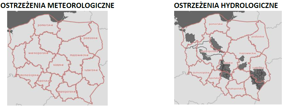 Grafika - zagrożenia hydro i meteo- 24.05.2026