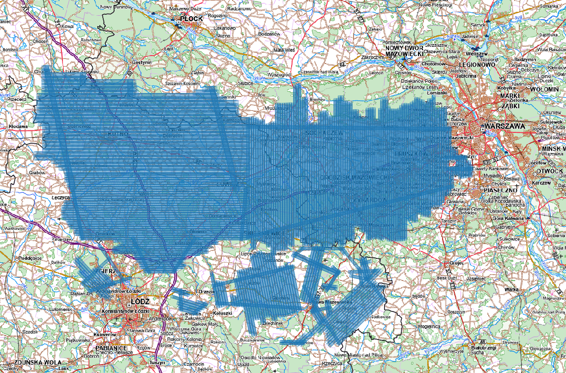 Ilustracja przedstawia zrzut ekranu z zasięgiem nowo przyjętych danych