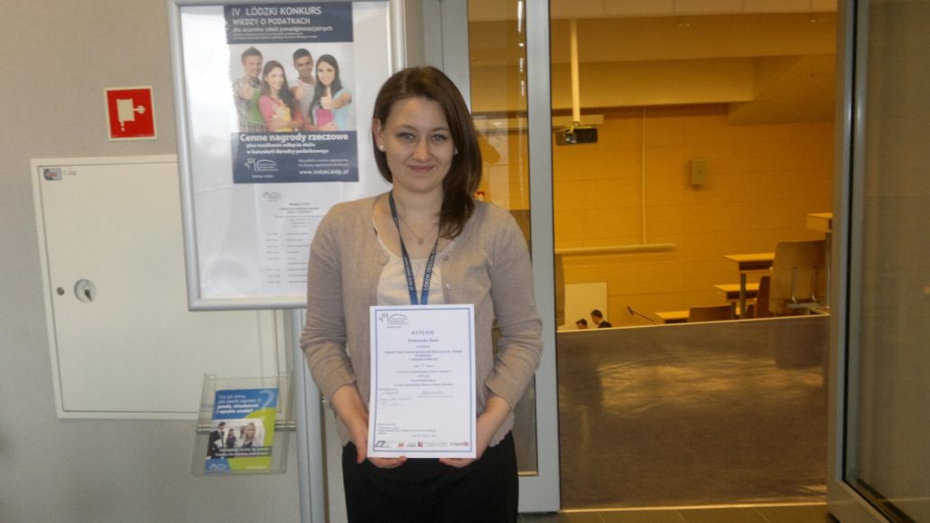 SARA EWKOWSKA PO RAZ DRUGI W FINALE OGÓLNOPOLSKIEGO KONKURSU WIEDZY O PODATKACH