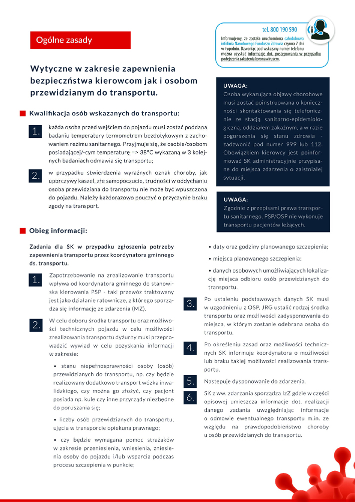 Wytyczne w zakresie transportu pacjentów po punktu szczepień dla PSP i OSP