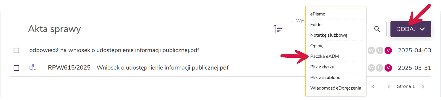 Użytkownik może sam wskazać potrzebne dokumenty. Po utworzeniu wersji roboczej można do niej dodać kolejne pliki lub usunąć te, które są zbędne.