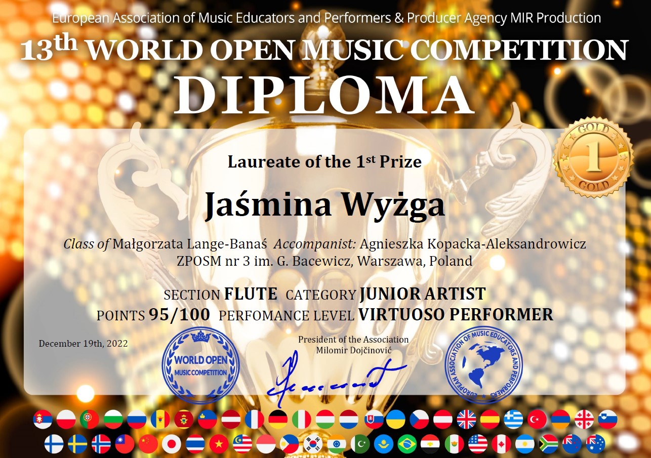 Alicja Wyżga 13th World Open Music Competition