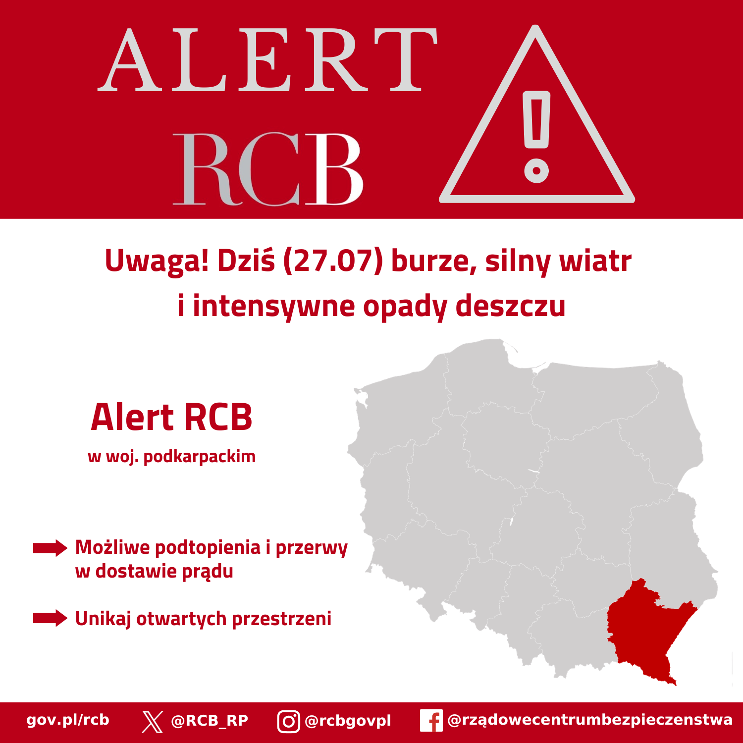 Alert RCB z 27 lipca