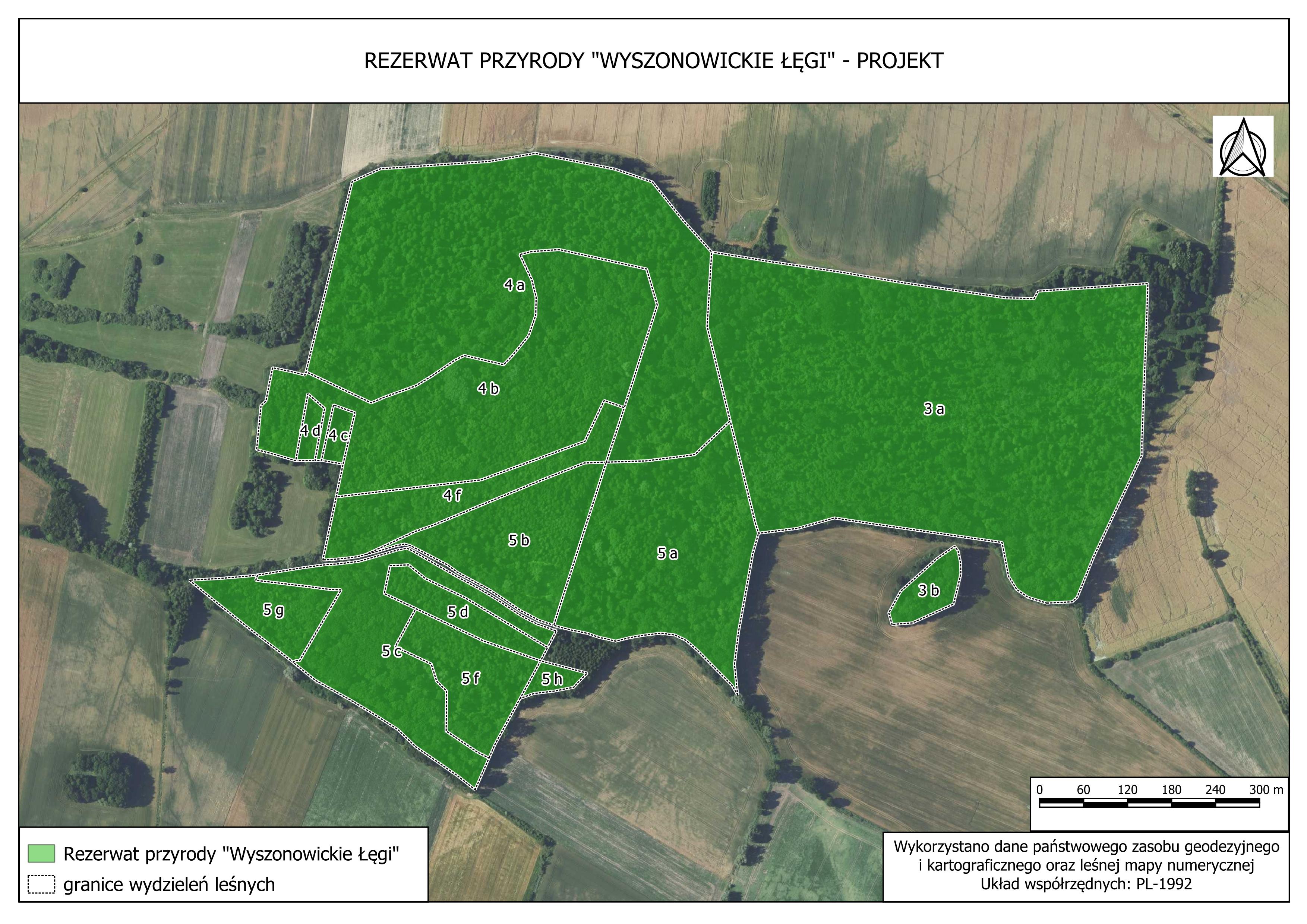 Mapa projektu rezerwatu - Wyszonowickie Łęgi