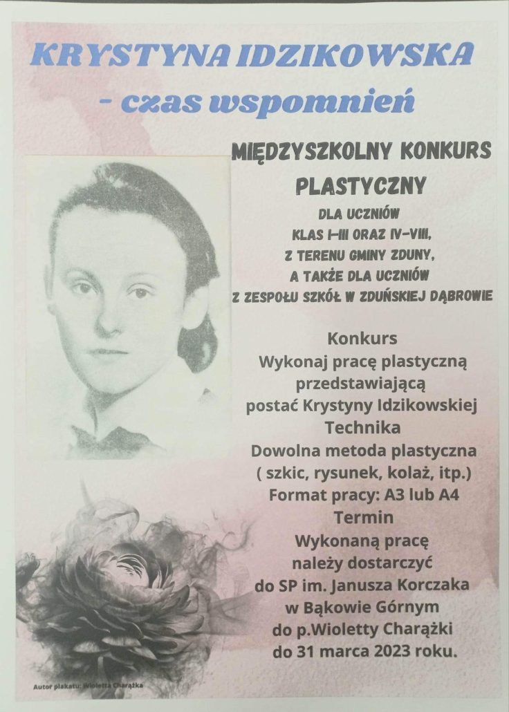 MIĘDZYSZKOLNY KONKURS PLASTYCZNY „KRYSTYNA IDZIKOWSKA – CZAS WSPOMNIEŃ