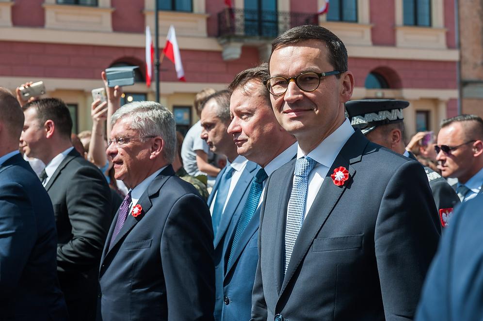 Premier Mateusz Morawiecki podczas uroczystości 3 maja.