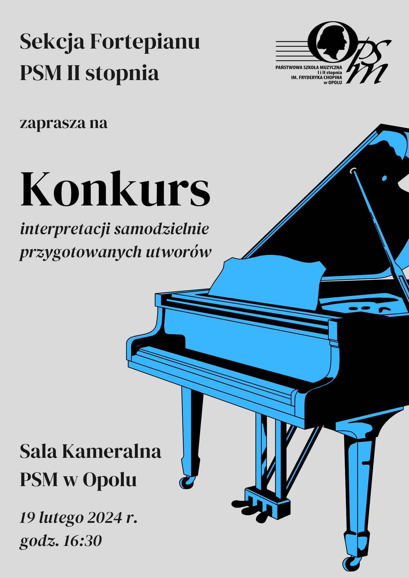 Plakat Konkursu interpretacji samodzielnie przygotowanych utworów 2024