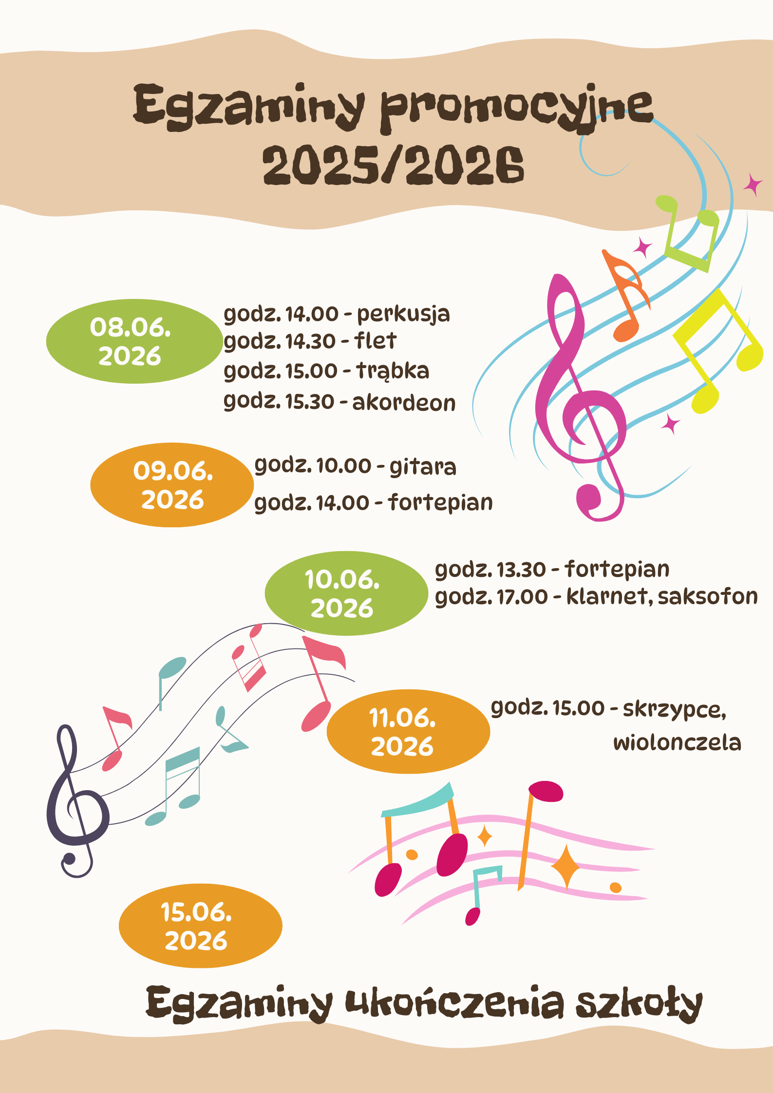 Egzaminy promocyjne i ukończenia szkoły w roku szkolnym 2025/2026