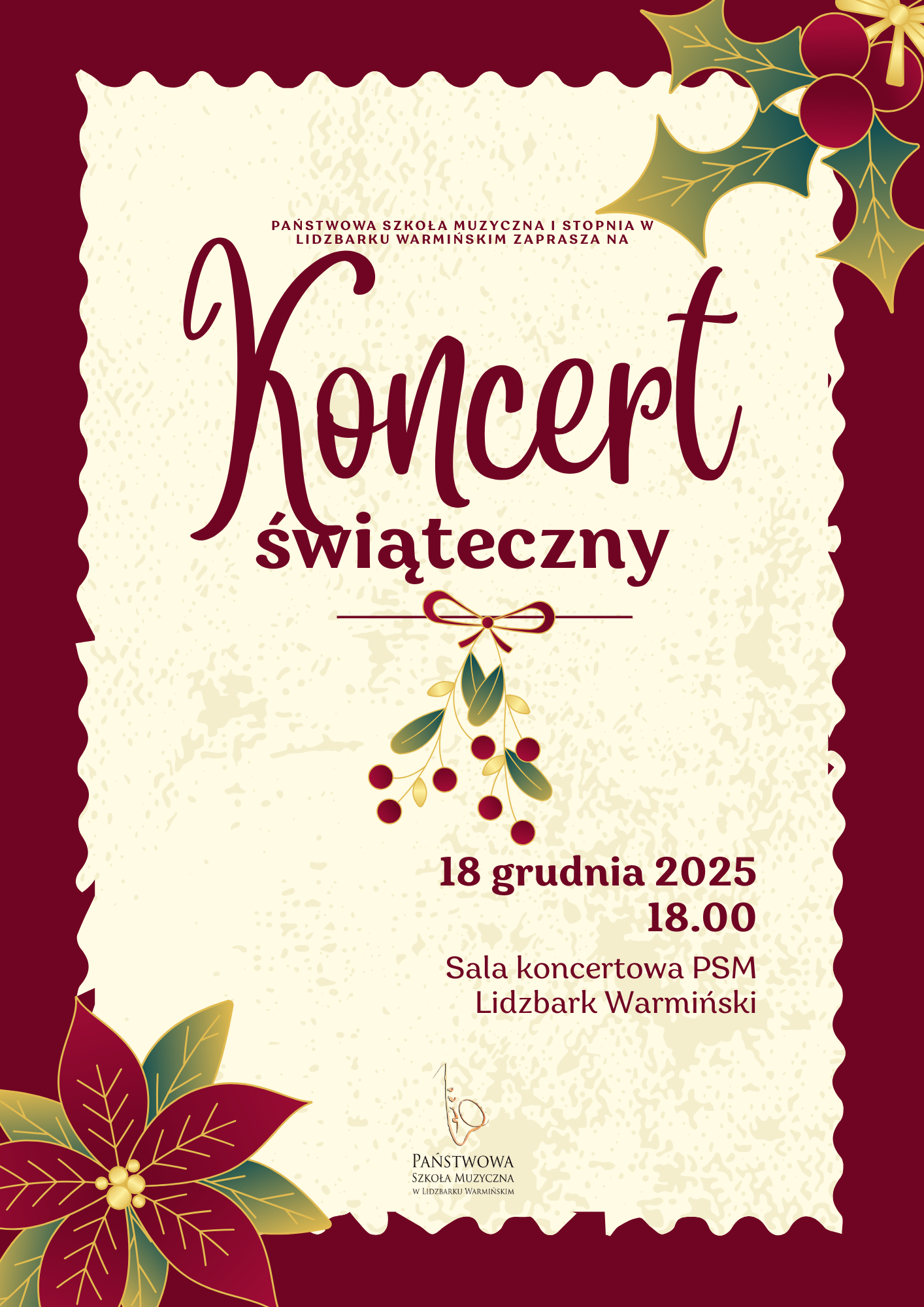 Koncert Świąteczny Uczniów PSM I st. w Lidzbarku Warmińskim