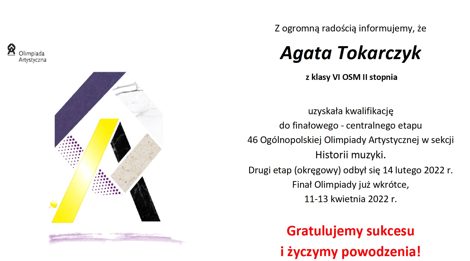 Olimpiada Artystyczna - informacja