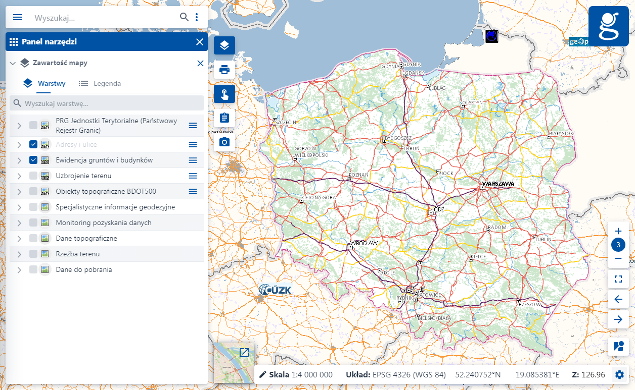 Ilustracja przedstawia nową kompozycję "Geodezja i Kartografia"