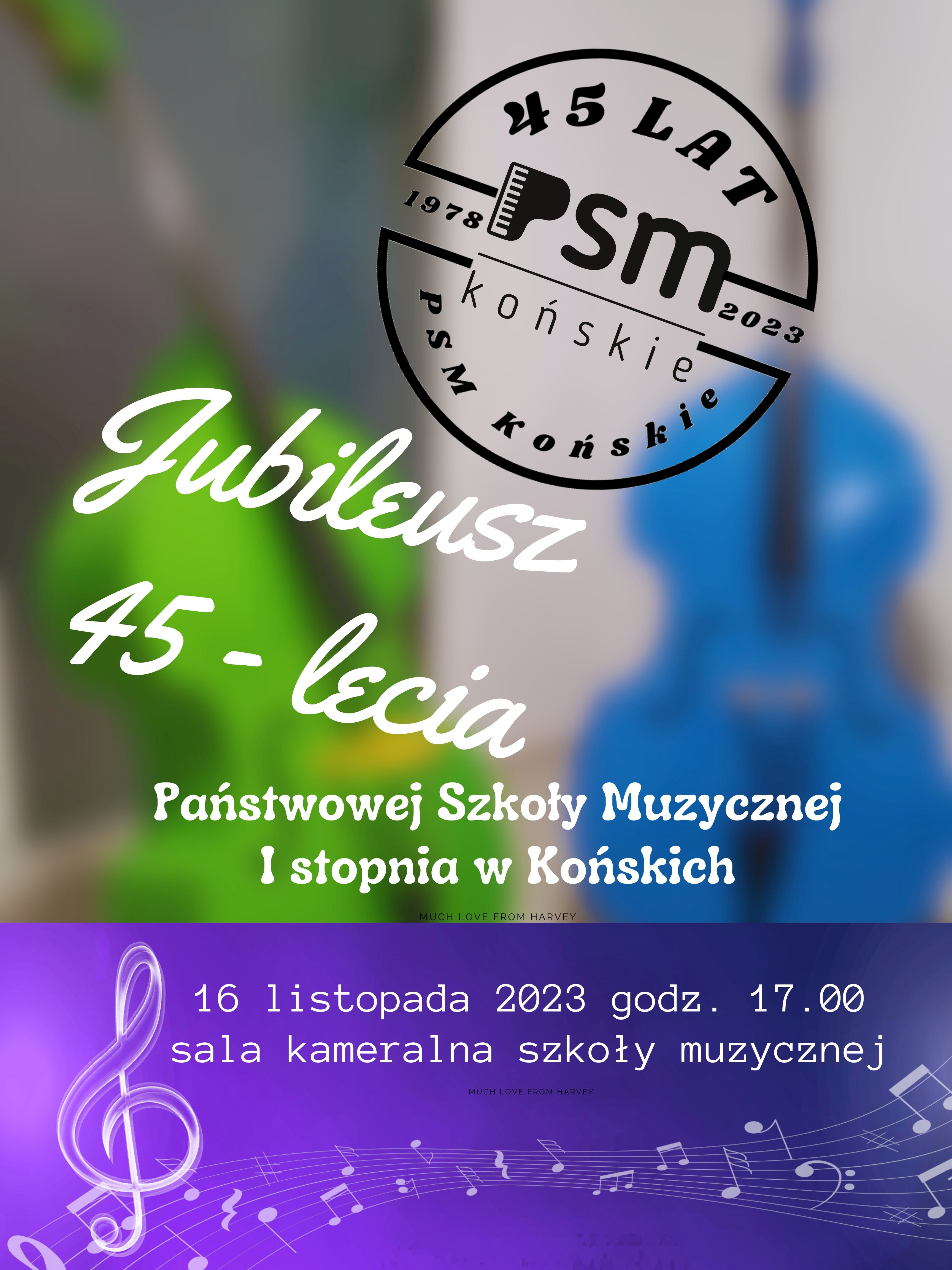 Plakt informujący o jubileuszu 45-lecia szkoły