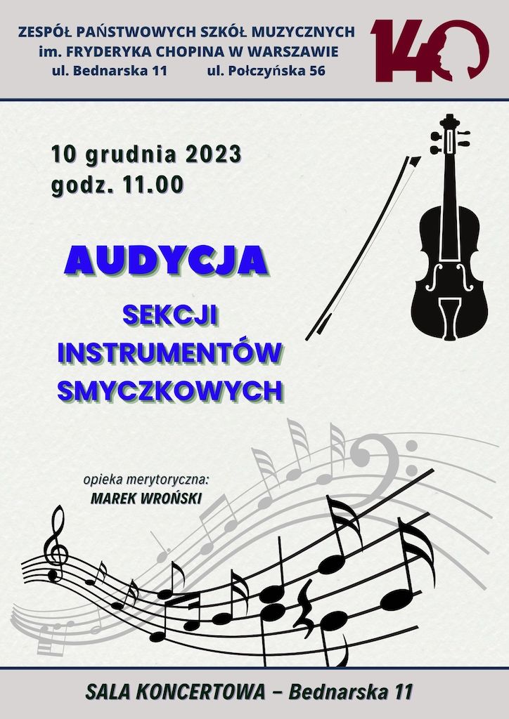 Afisz - 10.12.2023 - Audycja Sekcji Instrumentów Smyczkowych