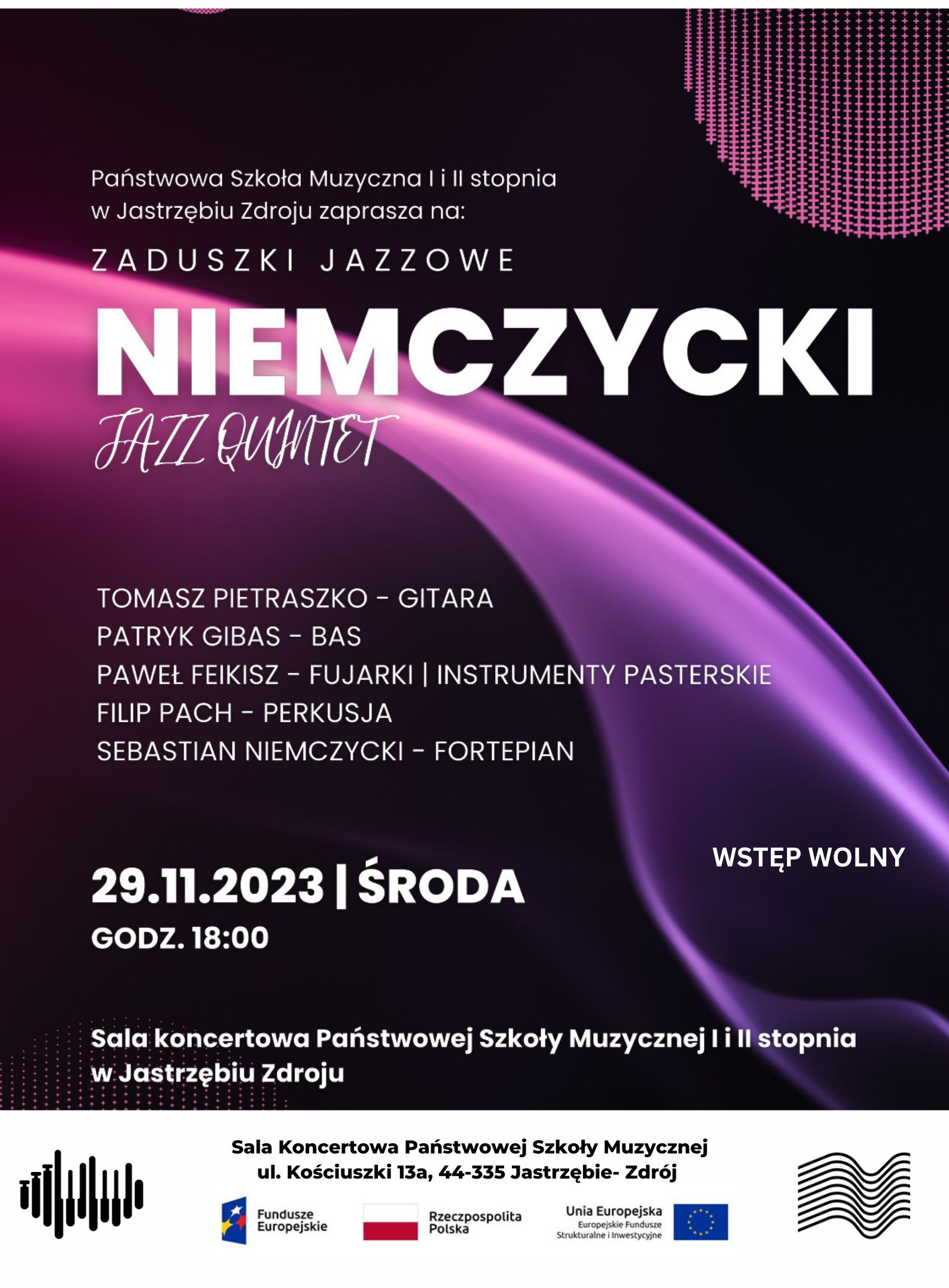 Plakat na Koncert "Niemczycki Jazz Quintet".