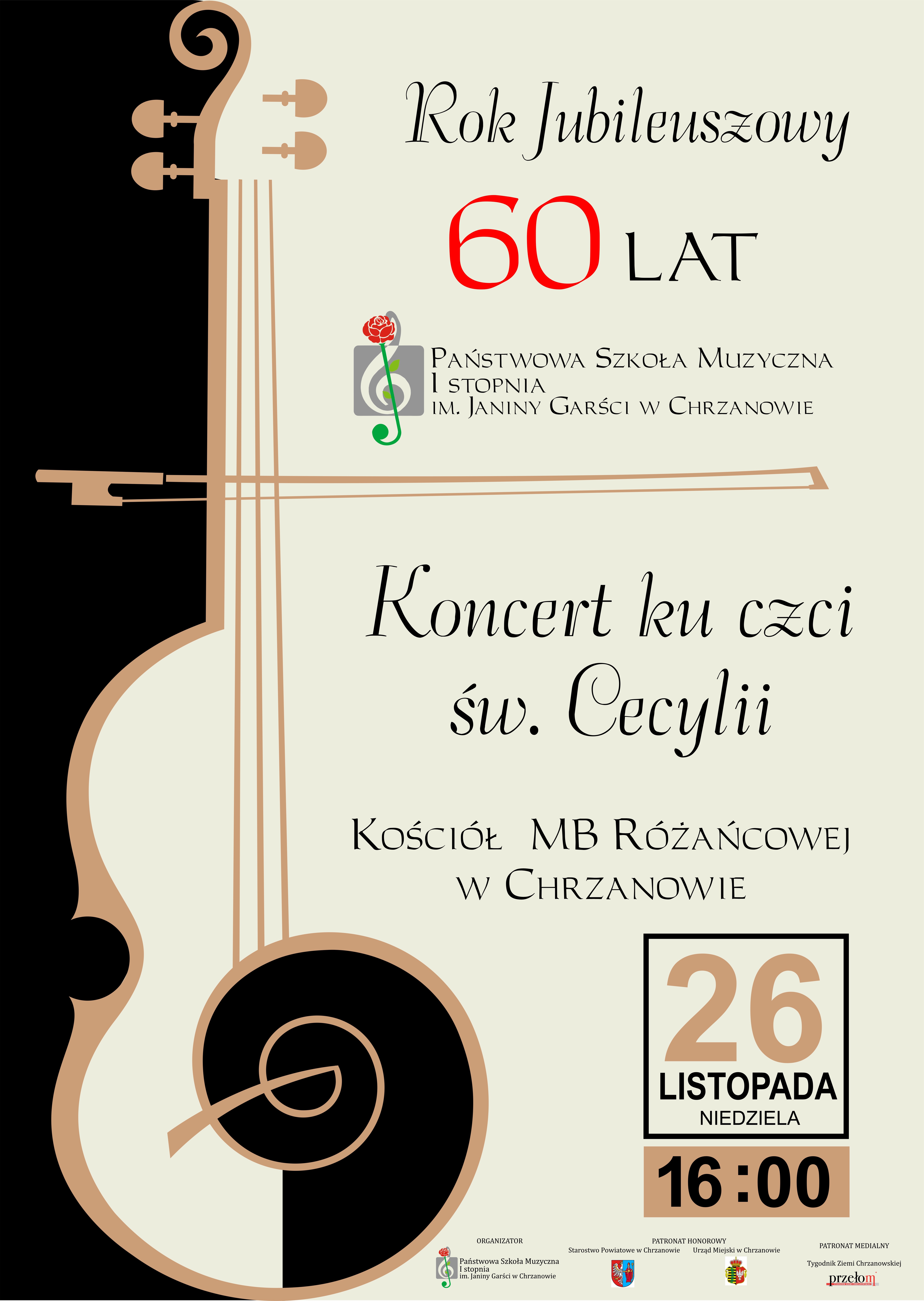 Afisz na Koncert ku czci św. Cecylii