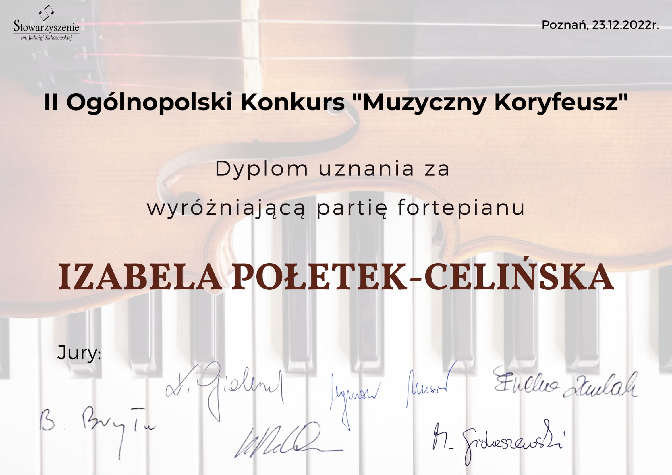 dyplom Izabela Połetek-Celińska