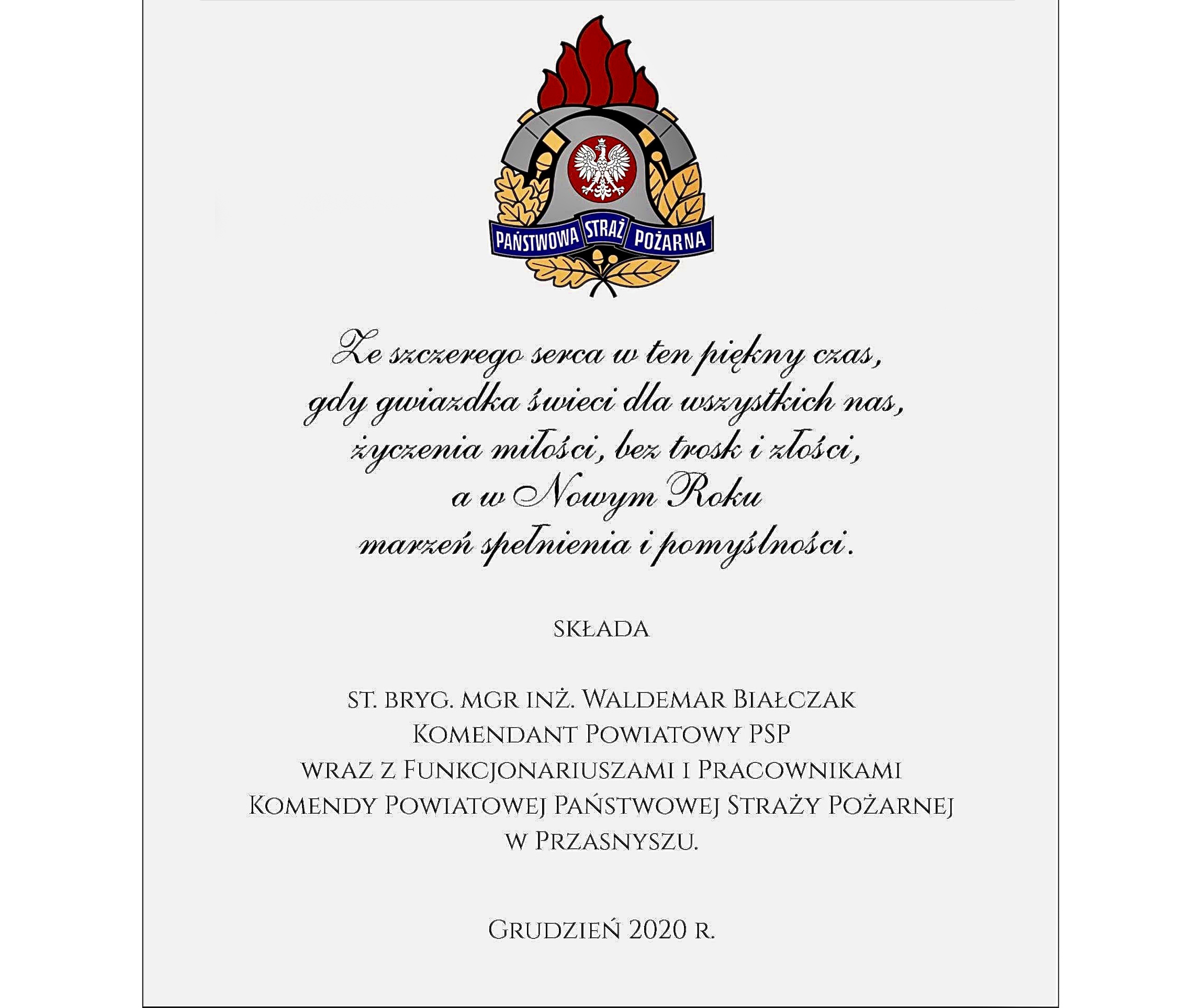 Życzenia Przasnyskich Strażaków